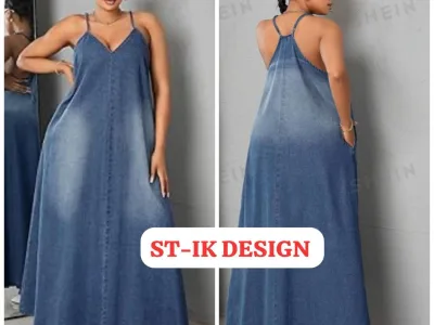 Trendy Denim Maxi Dress